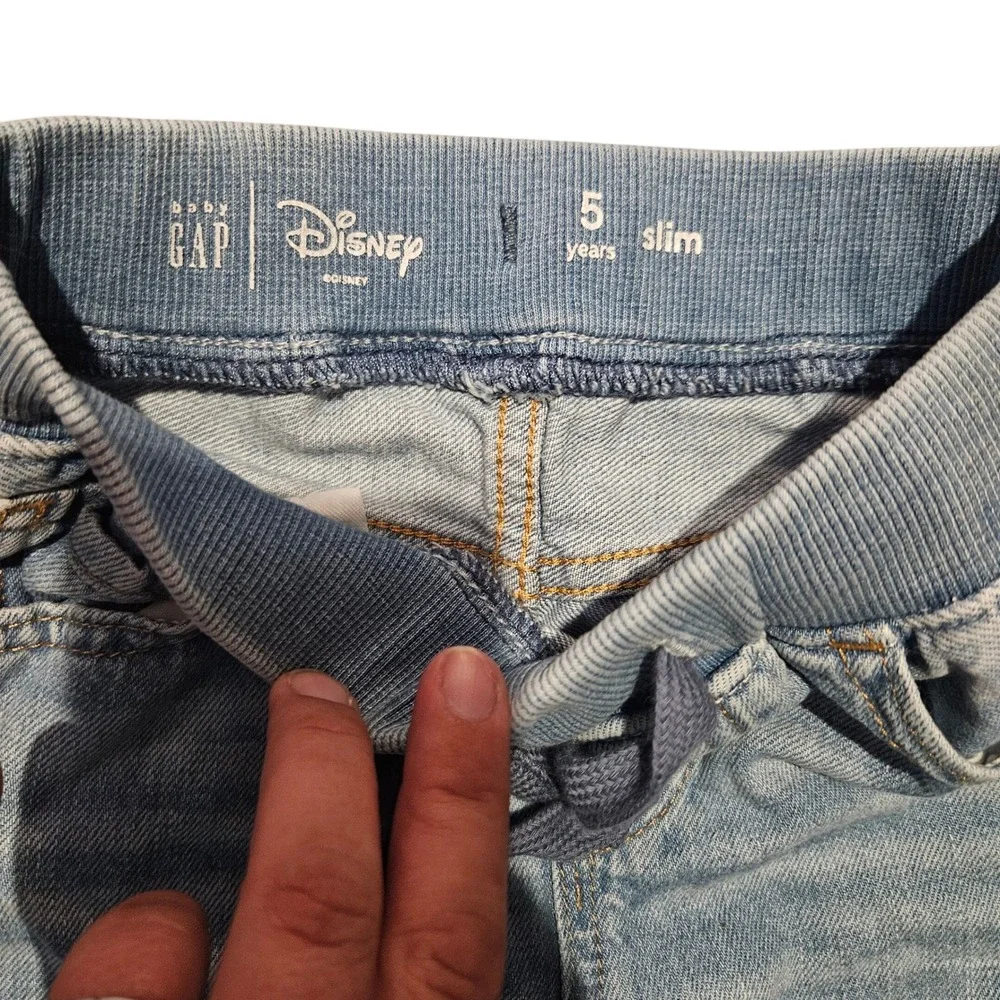 Gap Kids Boys Light Wash Denim Jeans Mickey Mouse Graphic‎ Pull On Waist size 5y